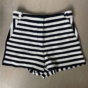 Milly Black and White High Waist Striped Shorts